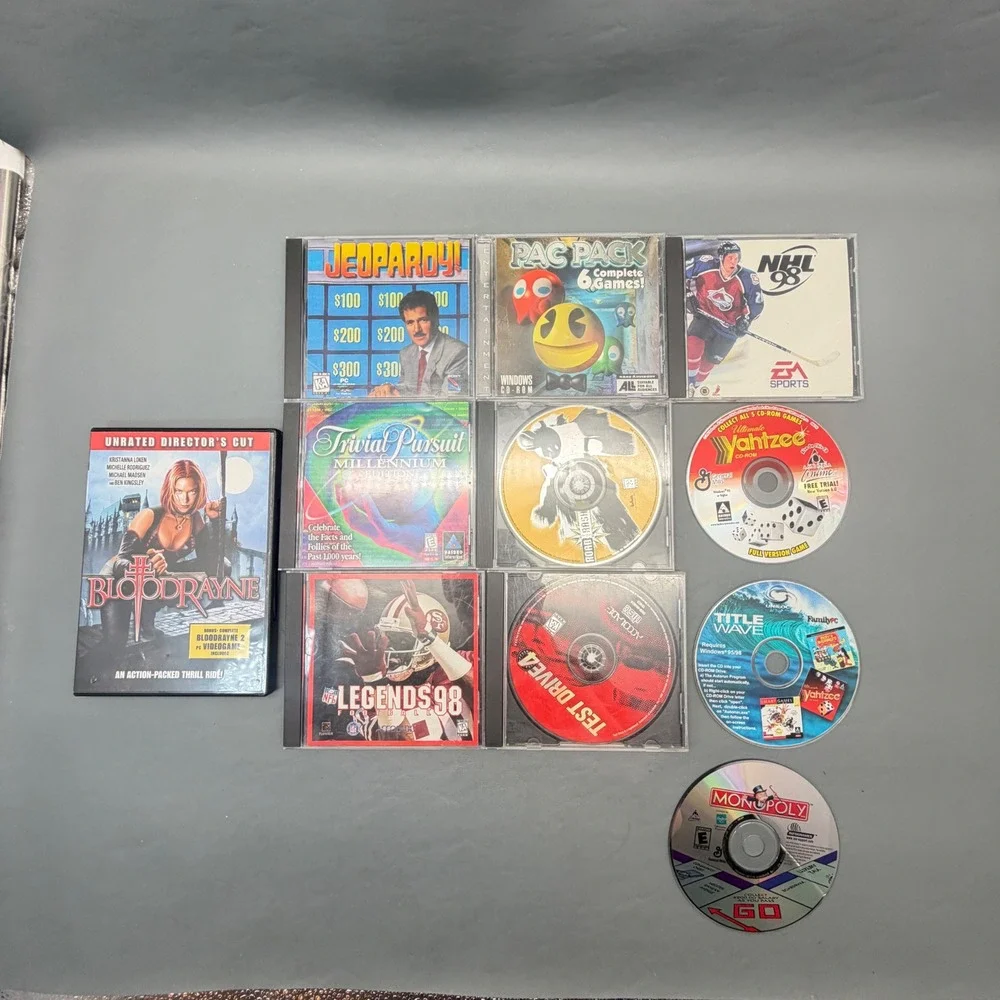 Vintage PC CD-ROM Game Lot Pac-Pack NHL 98 Test Drive Jeopardy Untested